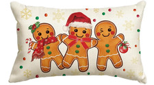 Christmas Gingerbread Man Snowflake Throw Pillow Cover, 12 X 20 Inch