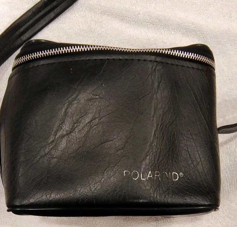 Bolsa de transporte vintage años 70 Polaroid negra vinilo cámara estuche 188 original B22 Foto 3 de 4