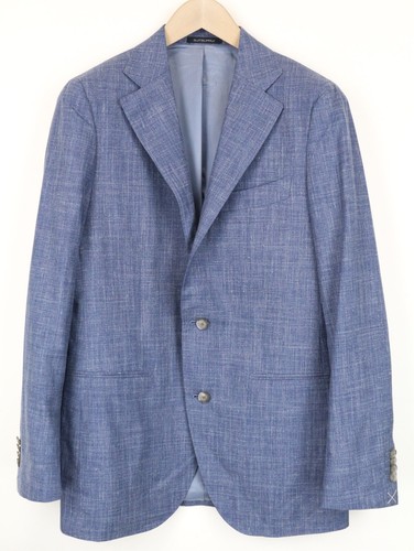 SUITSUPPLY La Spalla Men Blazer UK38R Blue Wool Silk Linen Single-Breasted Lined - Afbeelding 1 van 8