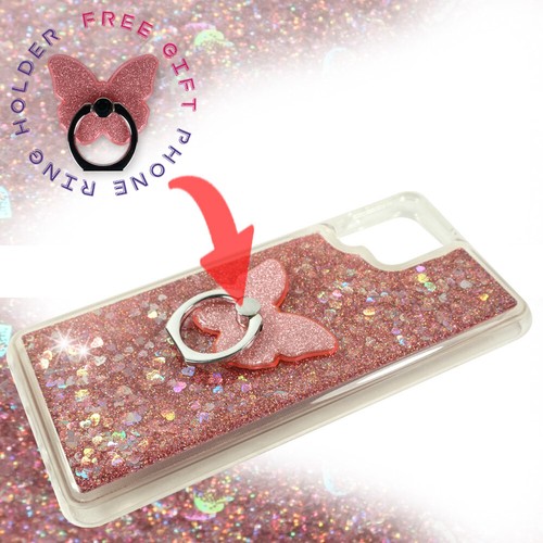 For Samsung Galaxy A12 2021- Liquid Glitter Bling Case Cover Phone Ring Stand - Picture 19 of 22