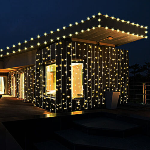 600 LED Curtain Fairy Lights String Light 8 Modes Xmas Party Wedding Warm White - Picture 3 of 11