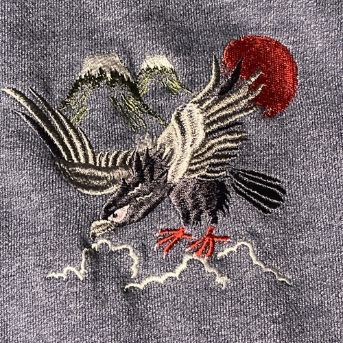 Staple Pigeon 3XL Hoodie Blue Embroidered Asian Birds 1/4 Zip Camo Sides EUC - Picture 2 of 23