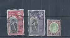Ceylon stamps.  1938 etc GVI used high values - 2r red punched through (AN608)