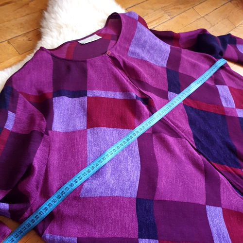 Ann Harvey purple geometric open front viscose jacket top, size UK 22/2XL - Picture 8 of 14