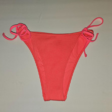 American Eagle Aerie Cheekiest Crinkle Tie Bikini Bottom MEDIUM Bright Pink