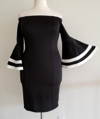 black and white bodycon dress plus size Women's Plus Size Moonwave Bodycon Dress - Black