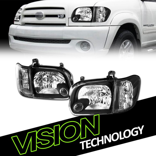 FOR 05-06 TOYOTA TUNDRA DOUBLE CAB/SEQUOIA HEADLIGHTS LAMP BLACK W/10K