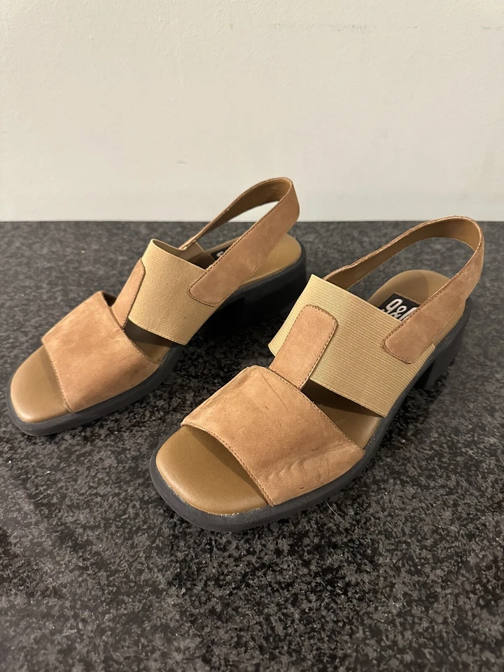 女士 9 & Co 棕褐色麂皮绒露背低底鞋凉鞋 6 M 码 — 第 3/4 张图片