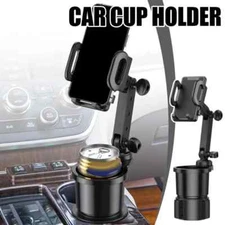 360° Car Cup Holder Expander Phone Mount - Adjustable for Phones & Drinks