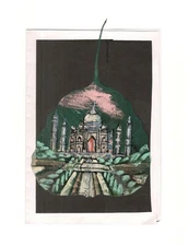 Dry Sacred Fig Leaf Painting Taj Mahal Nice Artwork Delicately Handmade. i54-356