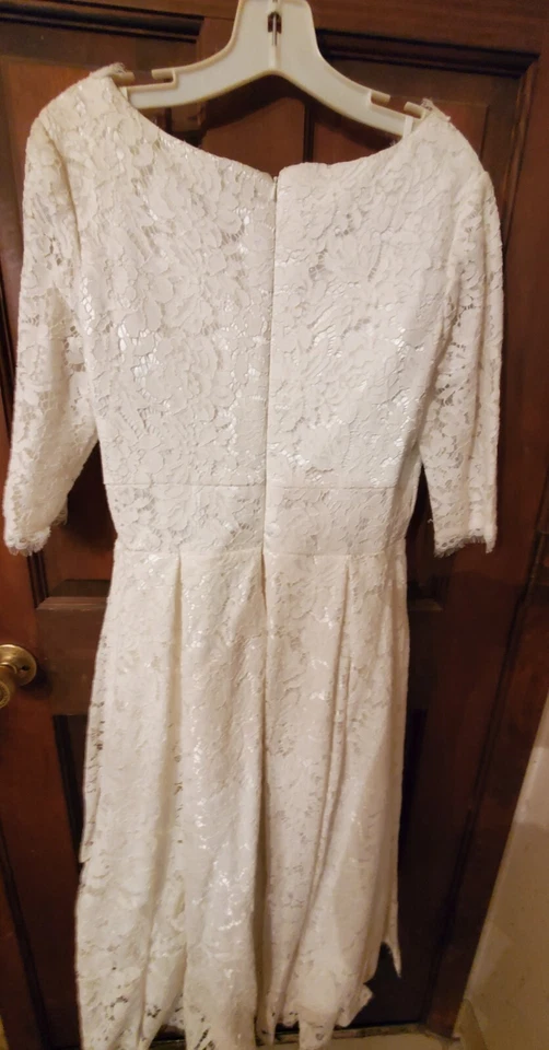 Vestido de novia MACloth longitud té encaje talla grande Foto 3 de 4