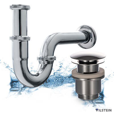 VILSTEIN Pop Up Ablaufventil Siphon Waschbecken Abfluss Ablaufgarnitur Überlauf