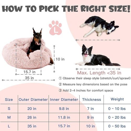 Large Donut Dog Bed with Attached Blanket - Calming & Cozy Retreat for Pets - Picture 4 of 11