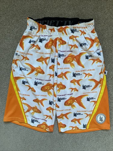 Boys Flow Society Size XS Lacrosse Shorts Orange Fish - 第 1/7 張圖片