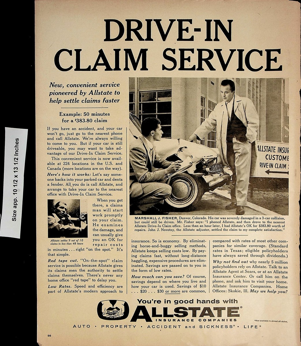 1960 Allstate Insurance Co You&rsquo;re in Good Hands Vintage Print Ad 