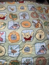 Vtg Disney winnie the pooh  characters handmade baby quilt 45x36  