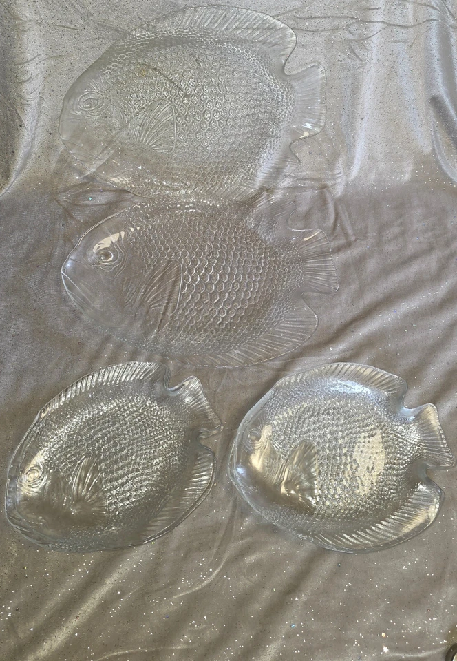 8 tlg. ARCOROC France Glas Fischteller Fischplatte Fisch Teller Platte Platten - Bild 2 von 4