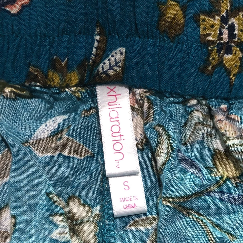 Pantalones Xhilaration Para Mujer Pequeños Tiro Alto Boho Floral Hippie Pierna Ancha Indie Azul Foto 2 de 4