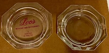Vintage Lot of 2 Clear Glass Octagon Shaped Ashtray Mid Century 4.5"