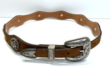 Texas Leather MFG. Hand Finished Genuine Leather USA Size 30 79151 Concho Belt