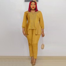 2 Piece Set Africa Clothes Dashiki Tops Pants Elegant Office For Lady African
