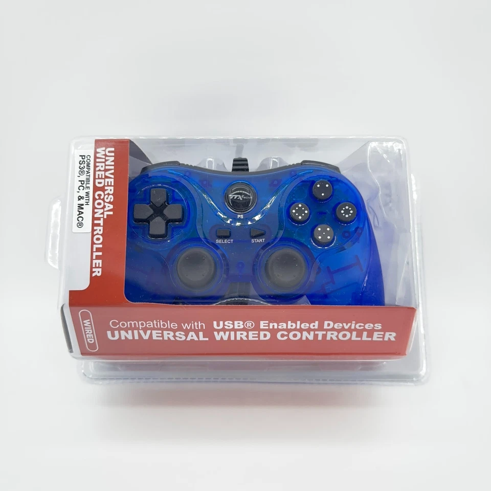TTX Tech PC and PlayStation 3 PS3 USB Wired Controller Clear Blue - Image 2 of 3