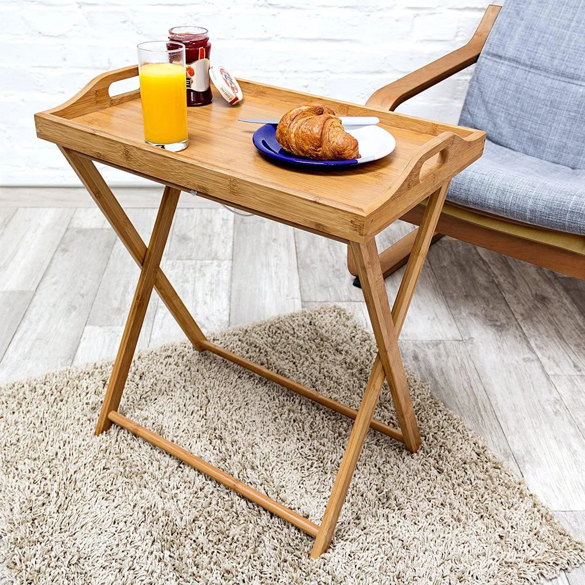 Bamboo snack table deals