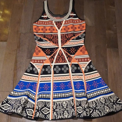 Diane von Furstenberg Ilsa Knit Fit & Flare Dress 0 Body-Con Colorful