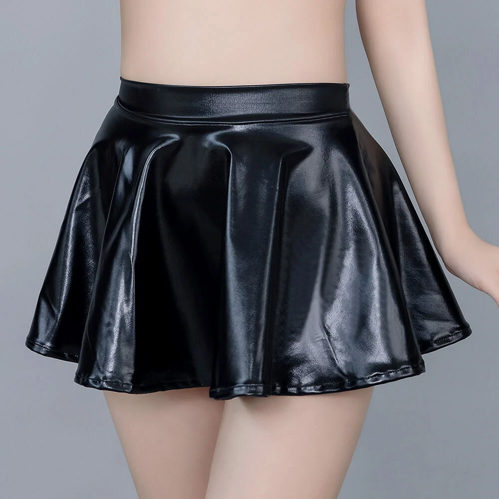 New look pu top leather pleated skirt
