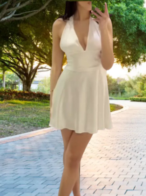 button front halter dress We Wore What: Halter Button Up Midi Dress main image 1