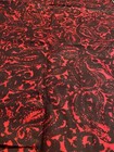 Vintage 2 pcs Red & Black Brush Stroke Paisley Polished Cotton Yards Retro 36w — photo 4