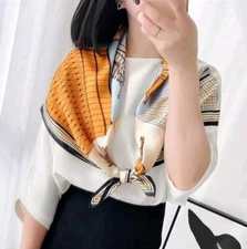 Roizsx Fashion Head Scarf Square Satin for Hair Beach Head Print Courser Black 