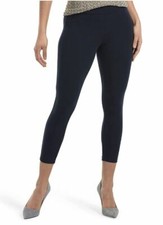 HUE Wide Waistband Blackout Navy Blue Cotton Capri Leggings Size XS U20482