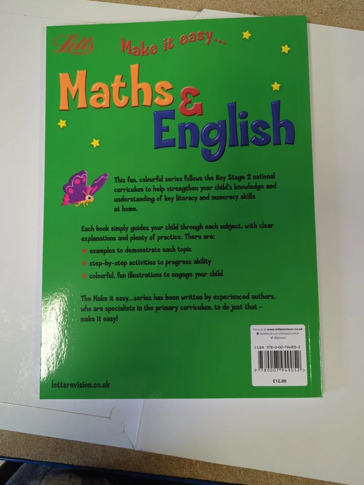Math's English Age 7-8 Key Stage 2 Activity Book Letts Make It Easy New - Image 2 of 4