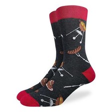 Good Luck Sock Mens Novelty BBQ Printed Black Marl Crew Socks Shoe Size UK 6-11