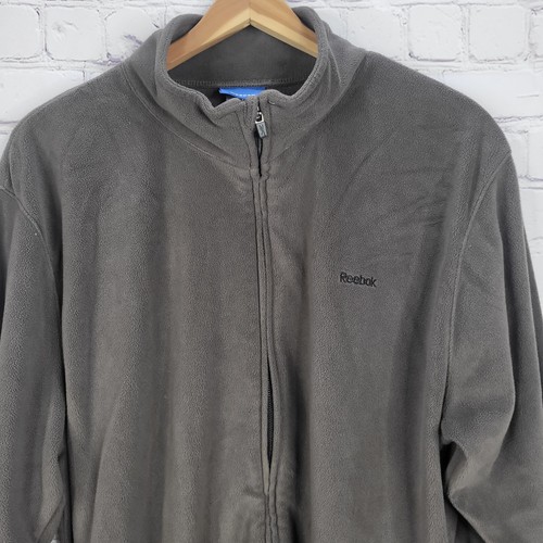 Reebok Men's Size XXL Fleece Jacket Brown Polyester Pockets - Picture 2 of 8