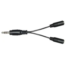 NEW AMZER 2-WAY 3.5mm HEADSET HEADPHONE JACK AUDIO Y SPLITTER CABLE ADAPTER