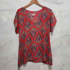 Show Me Your Mumu Red Tunic Short Sleeve Blouse Paisley Small