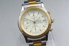"NEAR MINT+++" Oris 7415 Chronograph Gold Silver Date Automatic Men Watch JAPAN