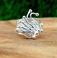 Handmade Sterling Silver Wire Wrapped Ring: Adjustable Statement Jewelry