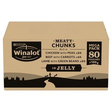 WINALOT Meaty Chunks Adult Wet Dog Food Mixed in Jelly Beef Chicken,Lamb 80x100g 3.61 per kilo