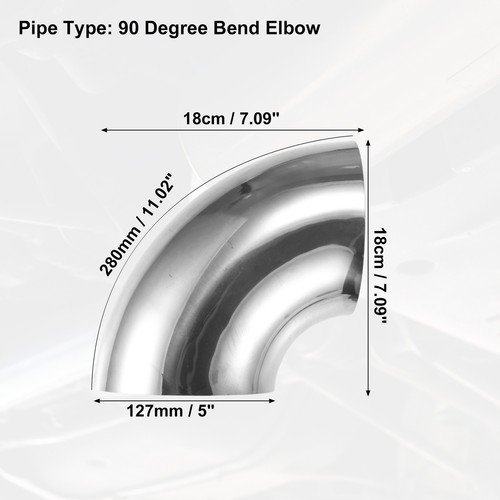 2 Pcs OD 5 Inch 90 Degree SS304 Stainless Steel Bend Tube Exhaust Elbow Pipe - Picture 3 of 7