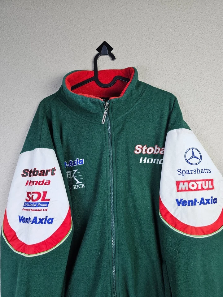 Veste polaire HONDA Racing homme L Motorsport Biker F1 Moto Y2K rétro logo zip - Photo 4/4