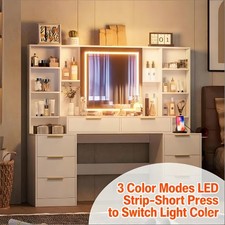Makeup Vanity Desk with Mirror and Lights 59" Large Vanity Table with 8Drawers