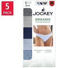 Jockey Women's Organic Cotton Stretch Bikini 5-Pack, Blue, Small