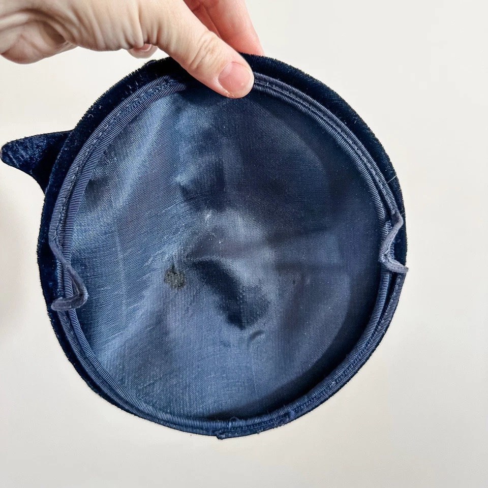 Винтажный 50-х женщин синий бархат шляпа Fascinator волос изделие бант похороны свадьбы - Изображение 4 из 4