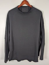 Frank & Eileen Anna Capelet Lab Sweatshirt Womens Large Black Raw Hem Pullover
