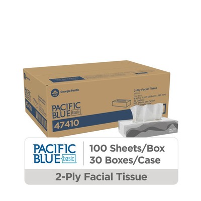 Pacific Blue Basic  2-Ply Facial Tissue  GP PRO (), Flat Box, 30 Boxes Per Case