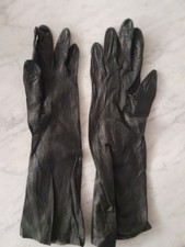 Vintage Gloves Long Black Leather Real Kid Made in France sz 7.5 13" long EUC