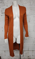 Free People Size S/P Rust Ribby Rib Open Front Linen Cotton Duster Cardigan